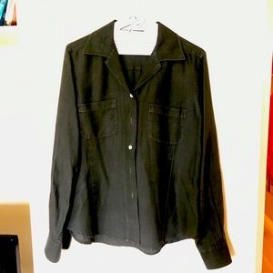 38 Linen Khaki Green Linen L/S Shirt